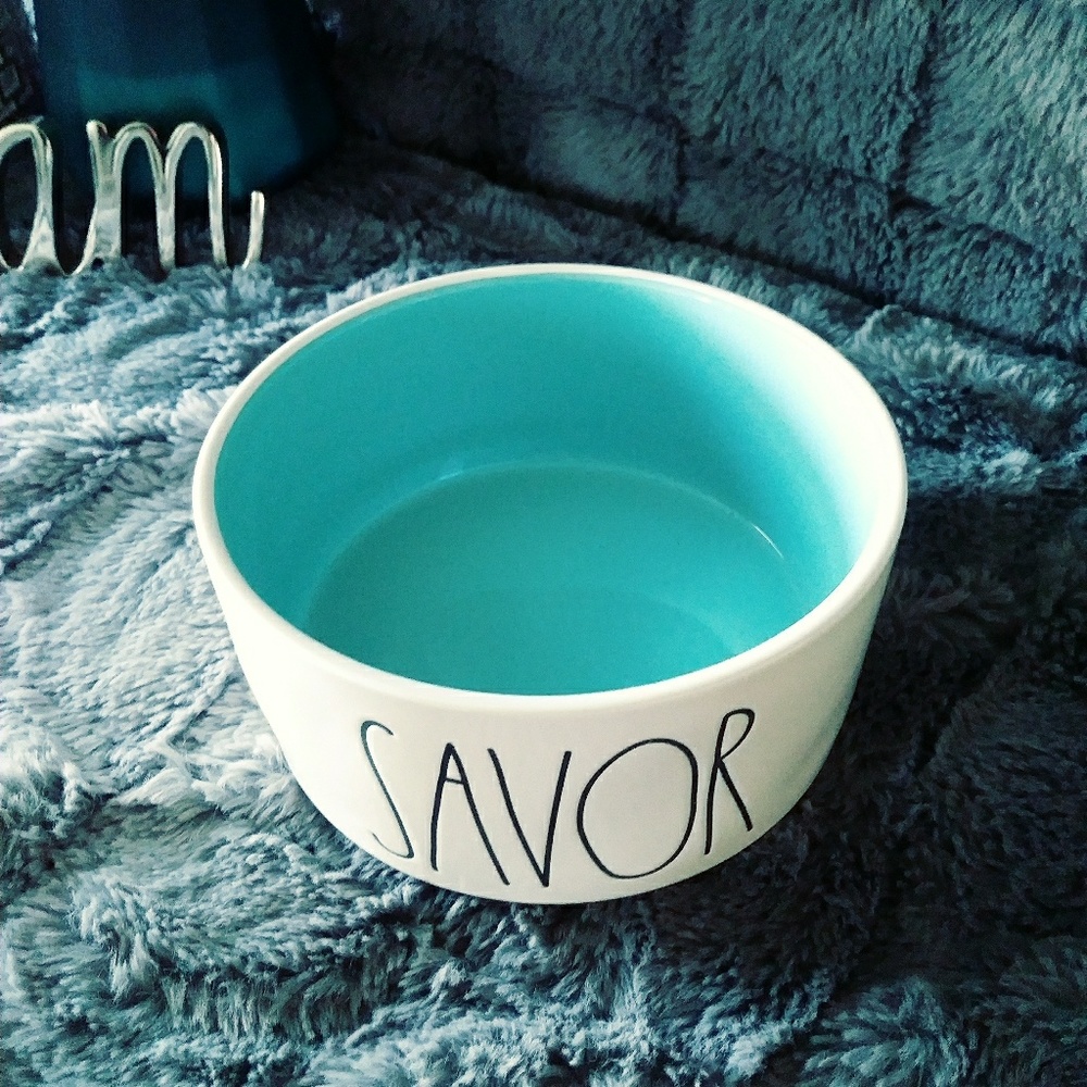 🆕Rae Dunn HTF Teal "SAVOR" Pet Food Bowl🐶 - Picture 2 of 3